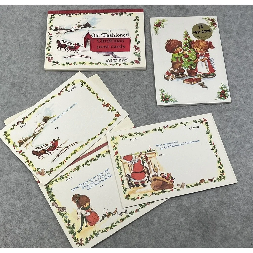 Vintage Old Fashioned Christmas Postcards Holiday Pads Made USA Snow‎ Scene READ